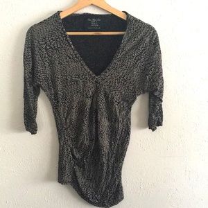 Y2K ZARA PIMA COTTON CASUAL PRINT V NECK TOP SZ S